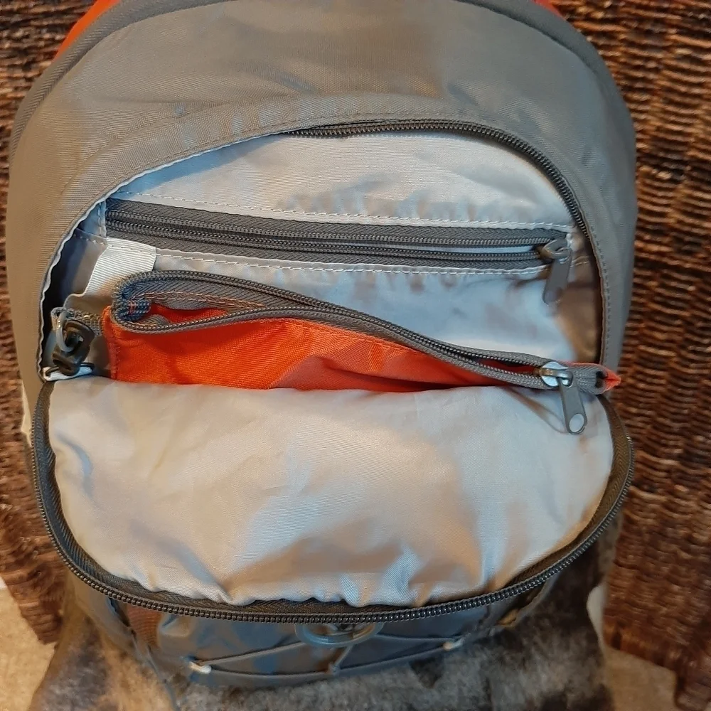 Lands' End Kids Backpack Gray Orange Laptop School Women's Hiking Gorpcore Camp